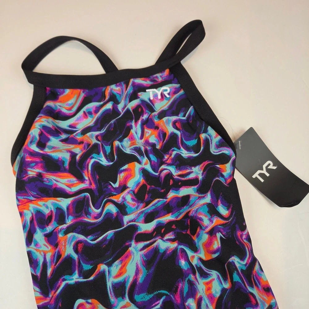 TYR One Piece Kids 6 Multi Marble Swirl Durafast Elite Swimsuit 688 NWT‎